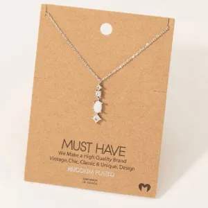RHODIUM PLATED OPAL PENDANT NECKLACE