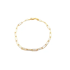 Rich 14K Yellow Gold Medium Paperclip Link Bracelet 7.5"
