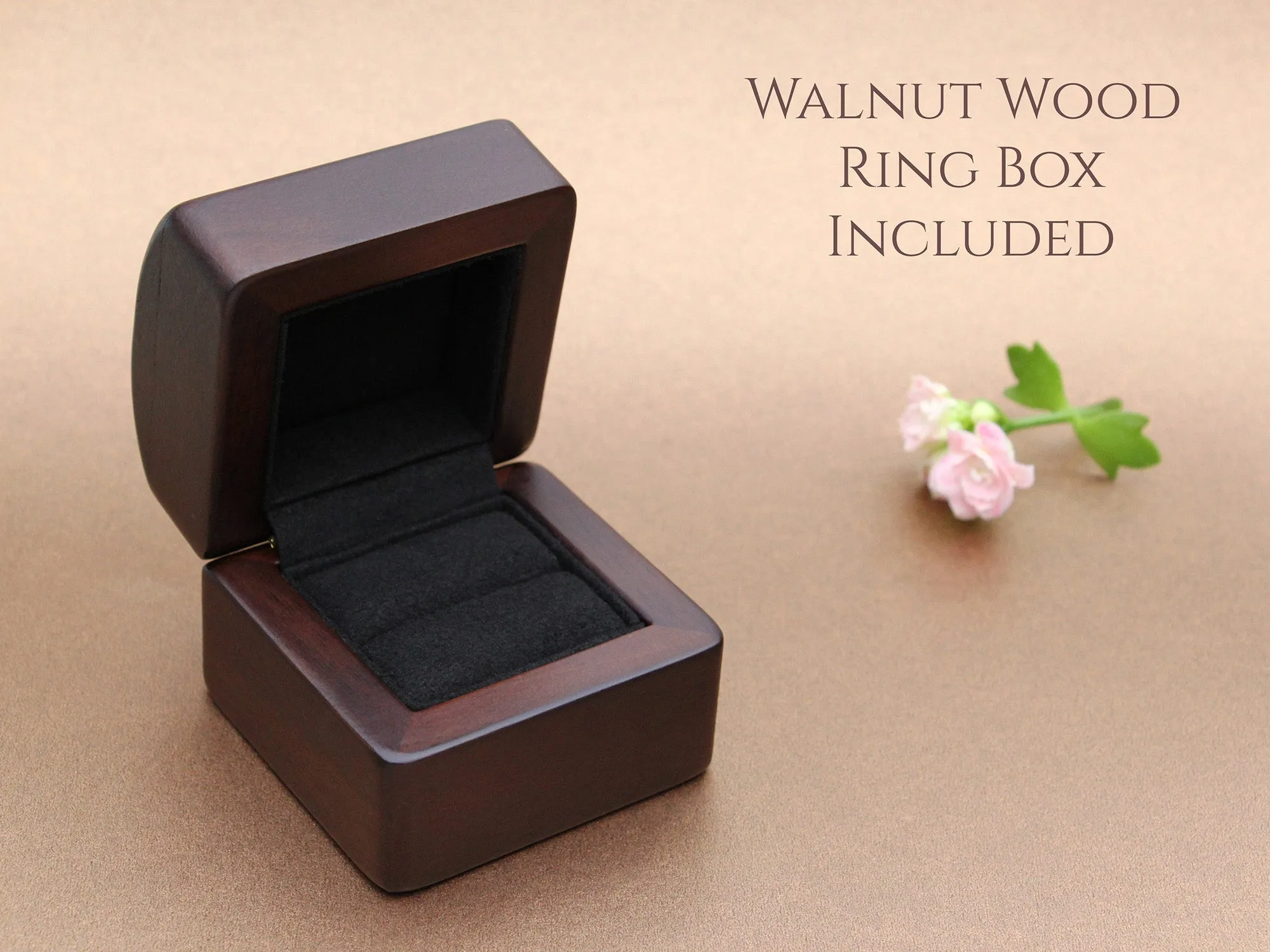 Rose Gold Tungsten Ring with Peach Lab-Created Morganite Inlay - 6MM
