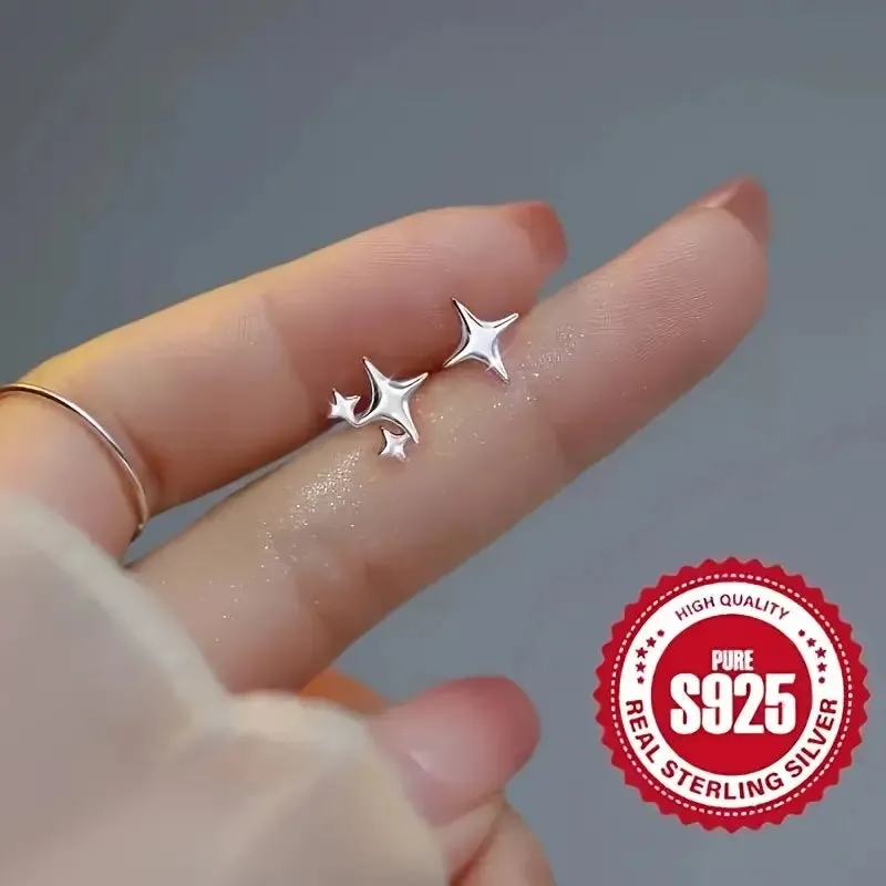 S925 Earrings Simple Star