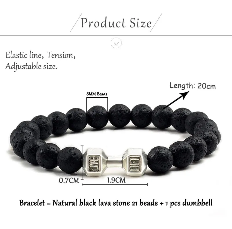 Save Ocean Animals Jewelry | Dumbbells Bracelet Lava Stone