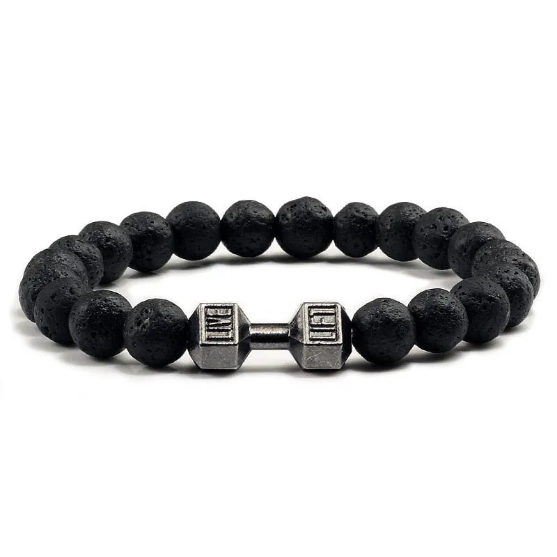 Save Ocean Animals Jewelry | Dumbbells Bracelet Lava Stone