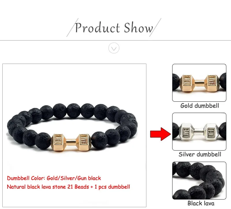 Save Ocean Animals Jewelry | Dumbbells Bracelet Lava Stone