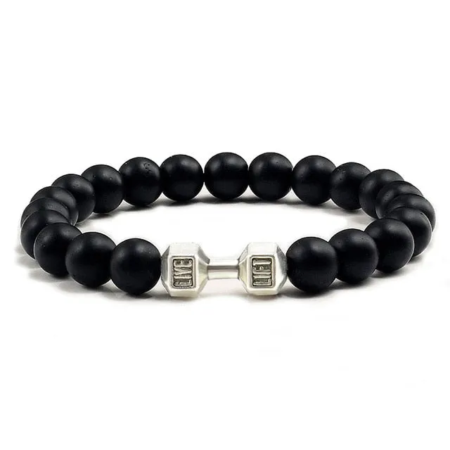 Save Ocean Animals Jewelry | Dumbbells Bracelet Lava Stone