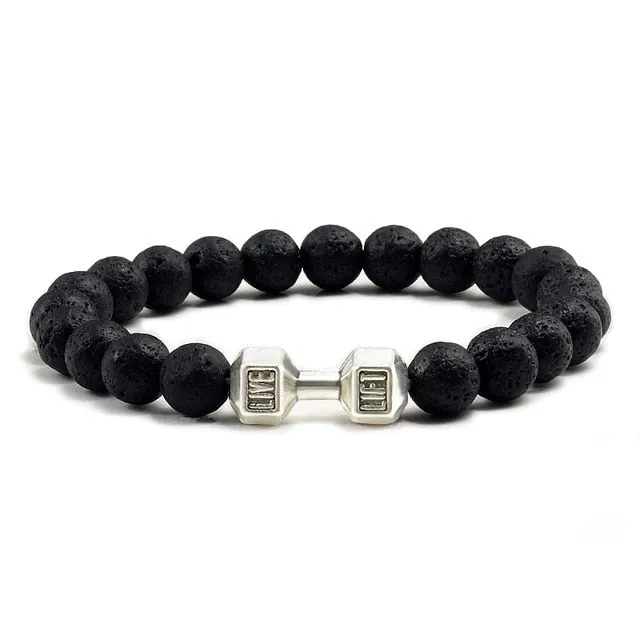 Save Ocean Animals Jewelry | Dumbbells Bracelet Lava Stone