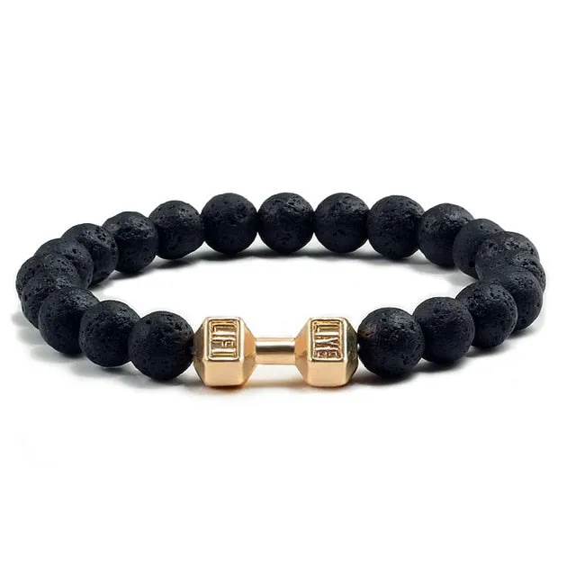 Save Ocean Animals Jewelry | Dumbbells Bracelet Lava Stone