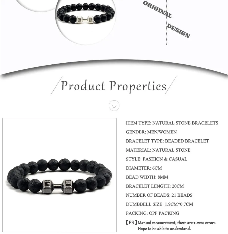 Save Ocean Animals Jewelry | Dumbbells Bracelet Lava Stone