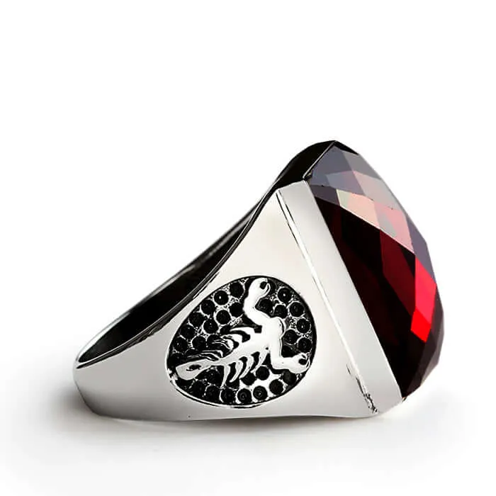 Scorpion Men's Ring Natural Stone in 925 Sterling Silver