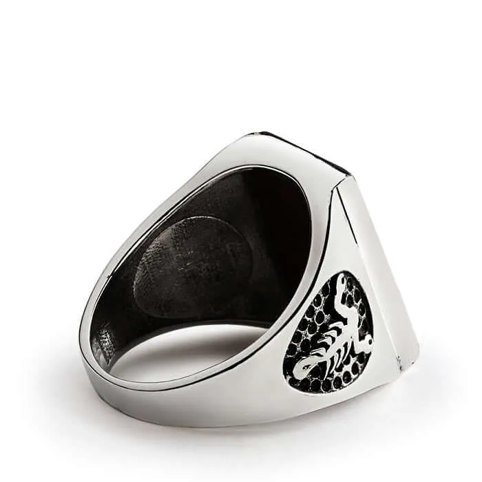 Scorpion Men's Ring Natural Stone in 925 Sterling Silver