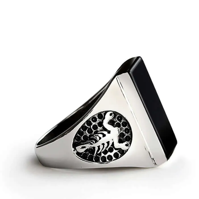 Scorpion Men's Ring Natural Stone in 925 Sterling Silver