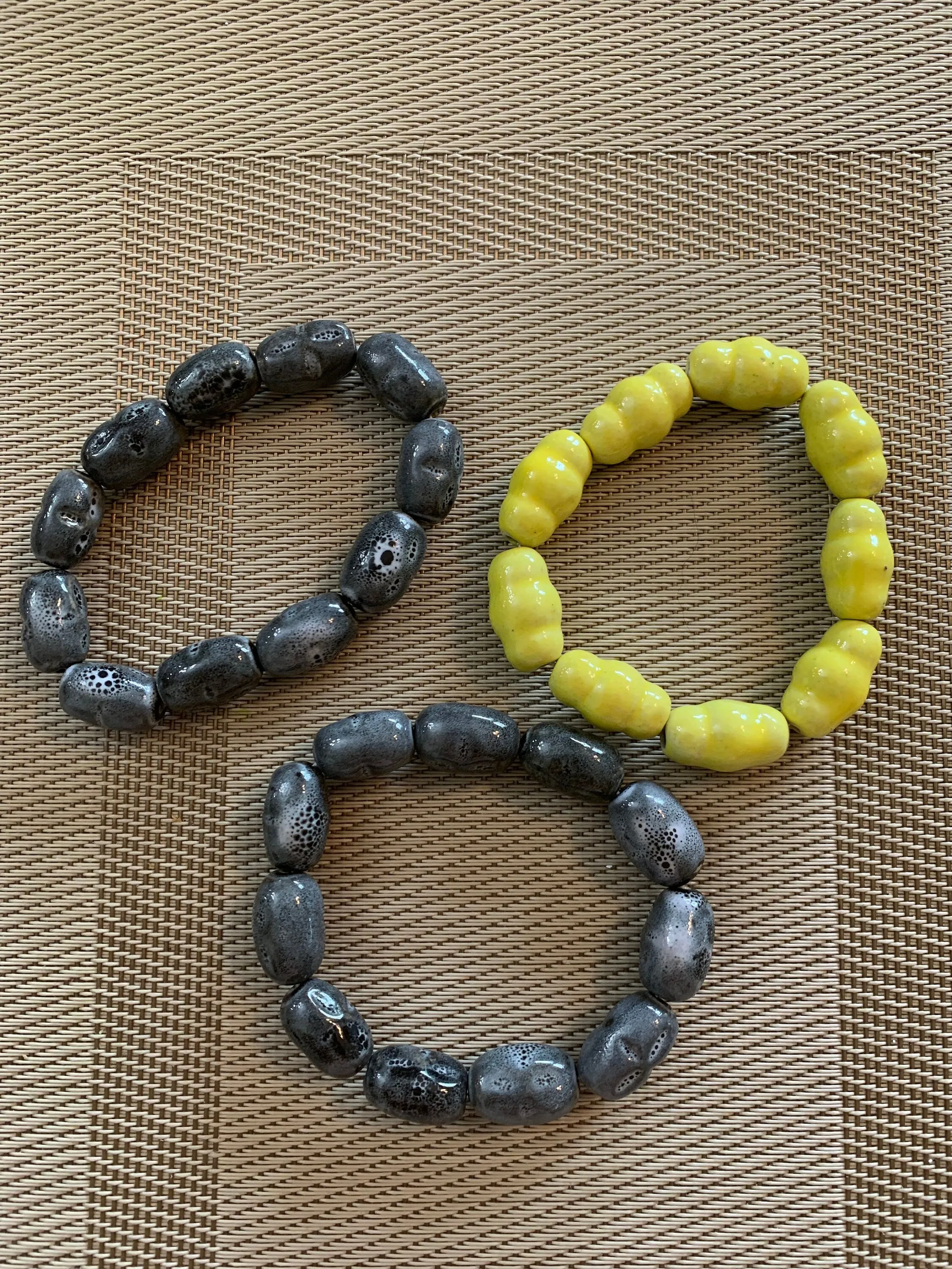 Set of 10 Bohemian Ceramic Bead Bracelets