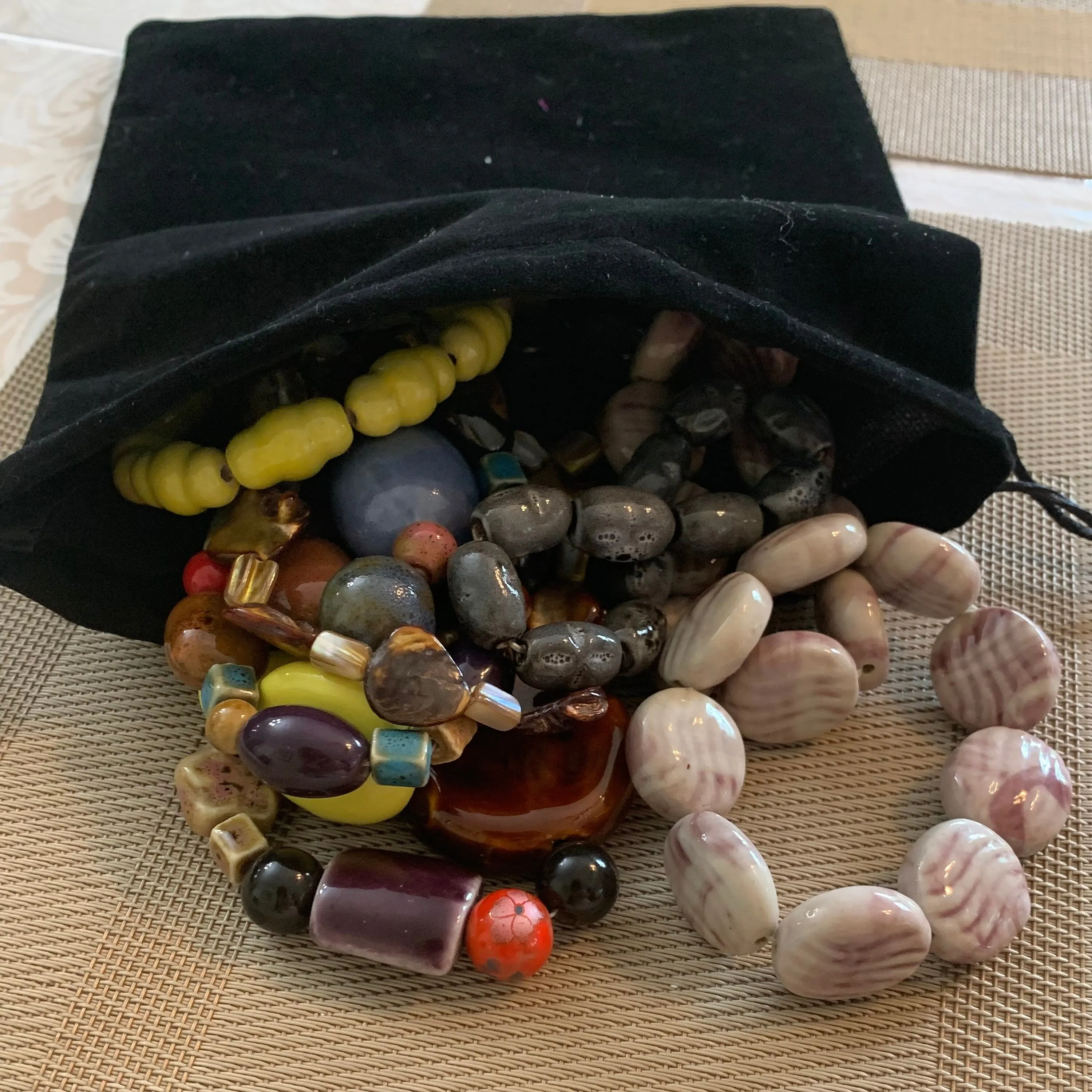 Set of 10 Bohemian Ceramic Bead Bracelets