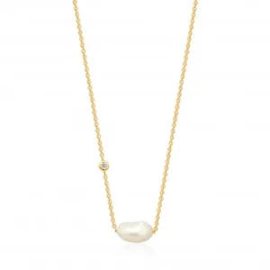 Shiny Gold Pearl Necklace N019-02G