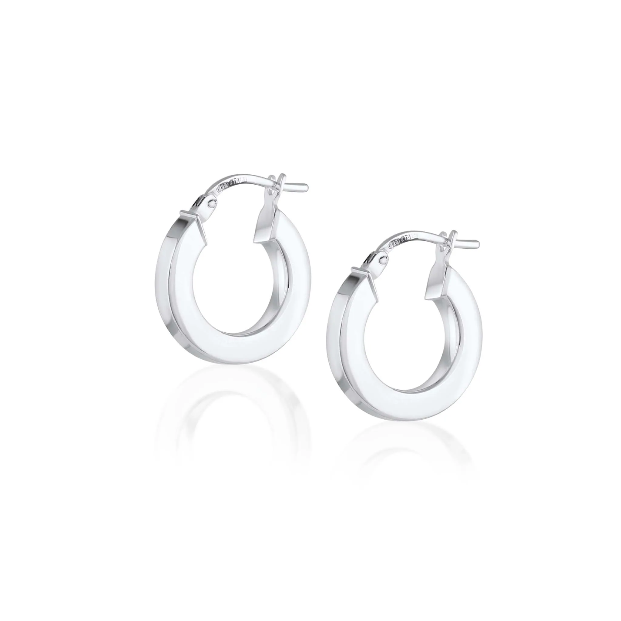 Silver Square Tubing Hoop Earrings