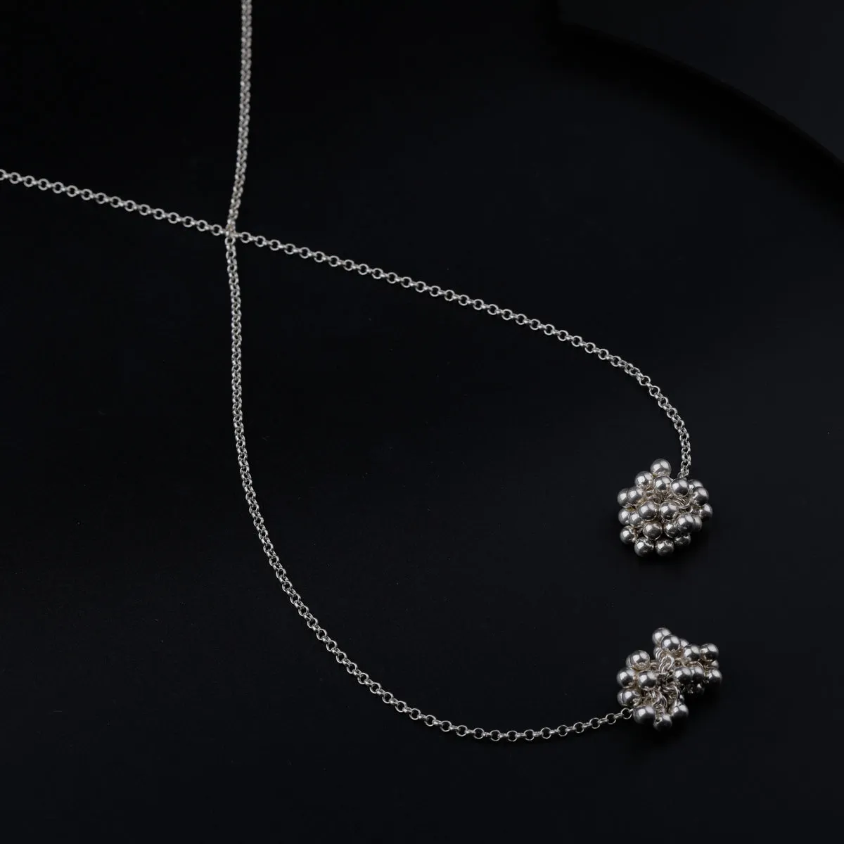 Silver Tie & Wear Necklace with Silver Beads