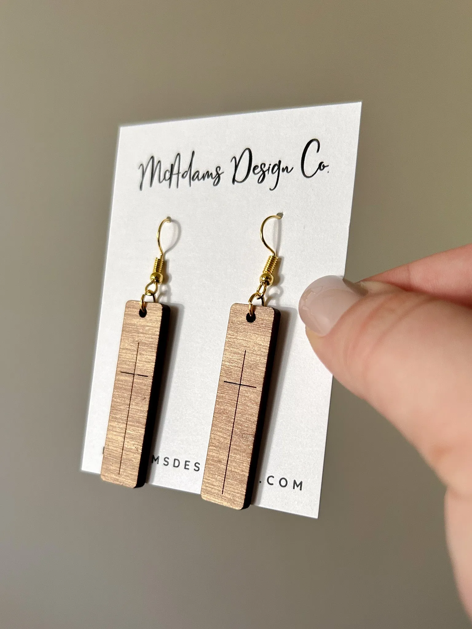 Simple Cross Bar Wooden Earrings