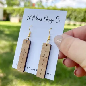 Simple Cross Bar Wooden Earrings