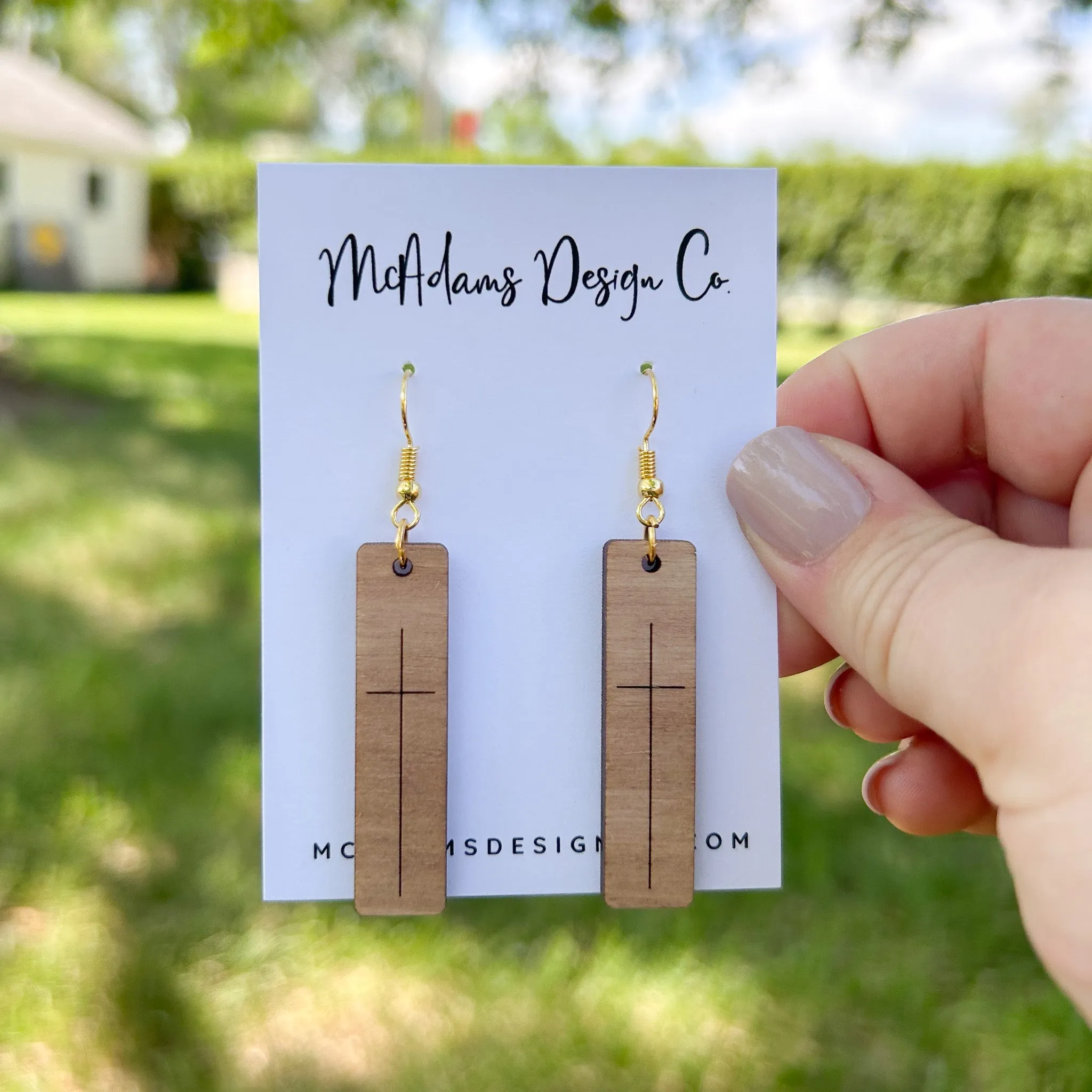 Simple Cross Bar Wooden Earrings