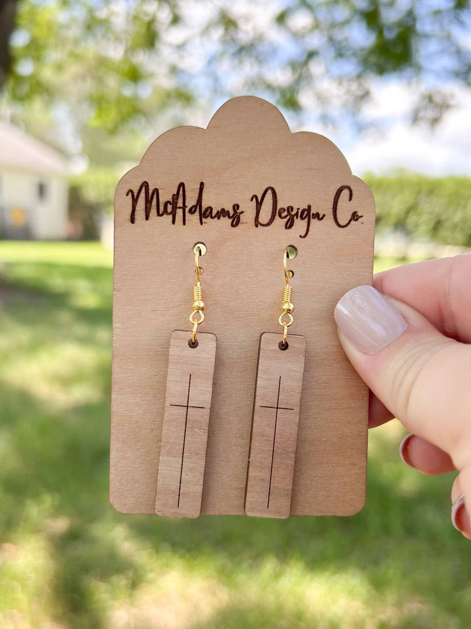 Simple Cross Bar Wooden Earrings