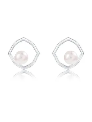 Simple Geometry Pearl Earrings