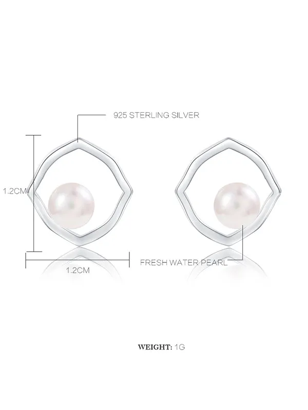 Simple Geometry Pearl Earrings