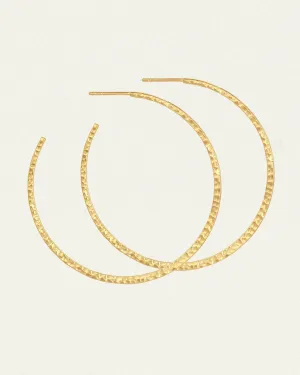 Simple Hoop Earrings Hammered Gold Vermeil
