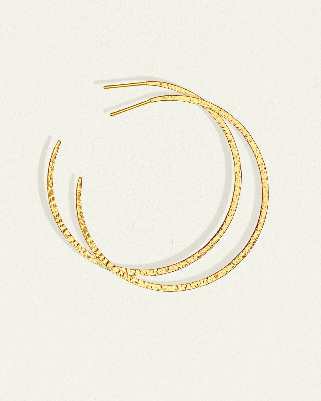 Simple Hoop Earrings Hammered Gold Vermeil
