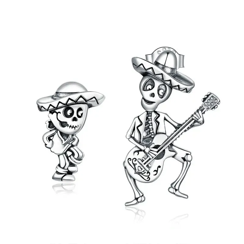 Simple Punk Skull & Skeleton Stud Earrings