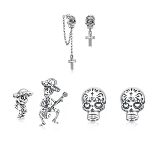 Simple Punk Skull & Skeleton Stud Earrings