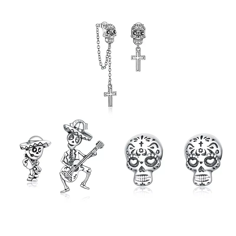 Simple Punk Skull & Skeleton Stud Earrings