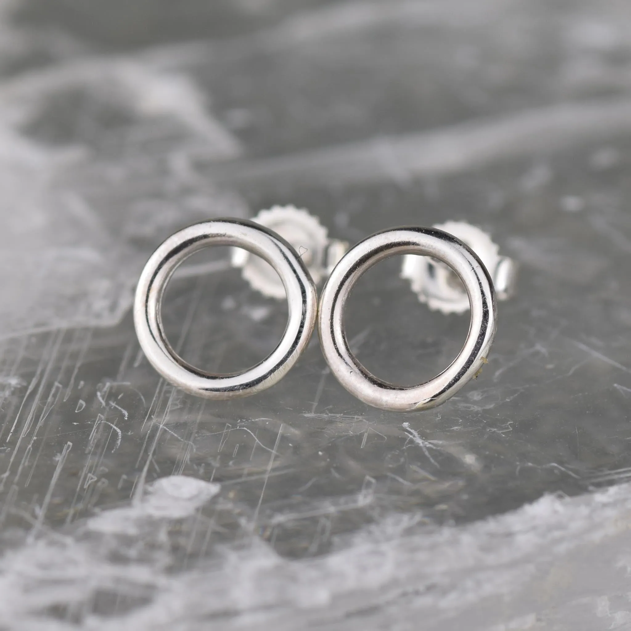 Simple Silver Circle Studs
