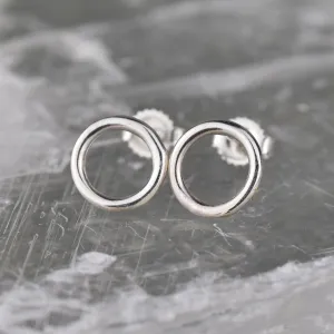 Simple Silver Circle Studs