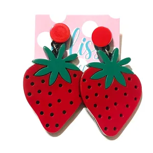 Simple Strawberry Acrylic Statement Earrings