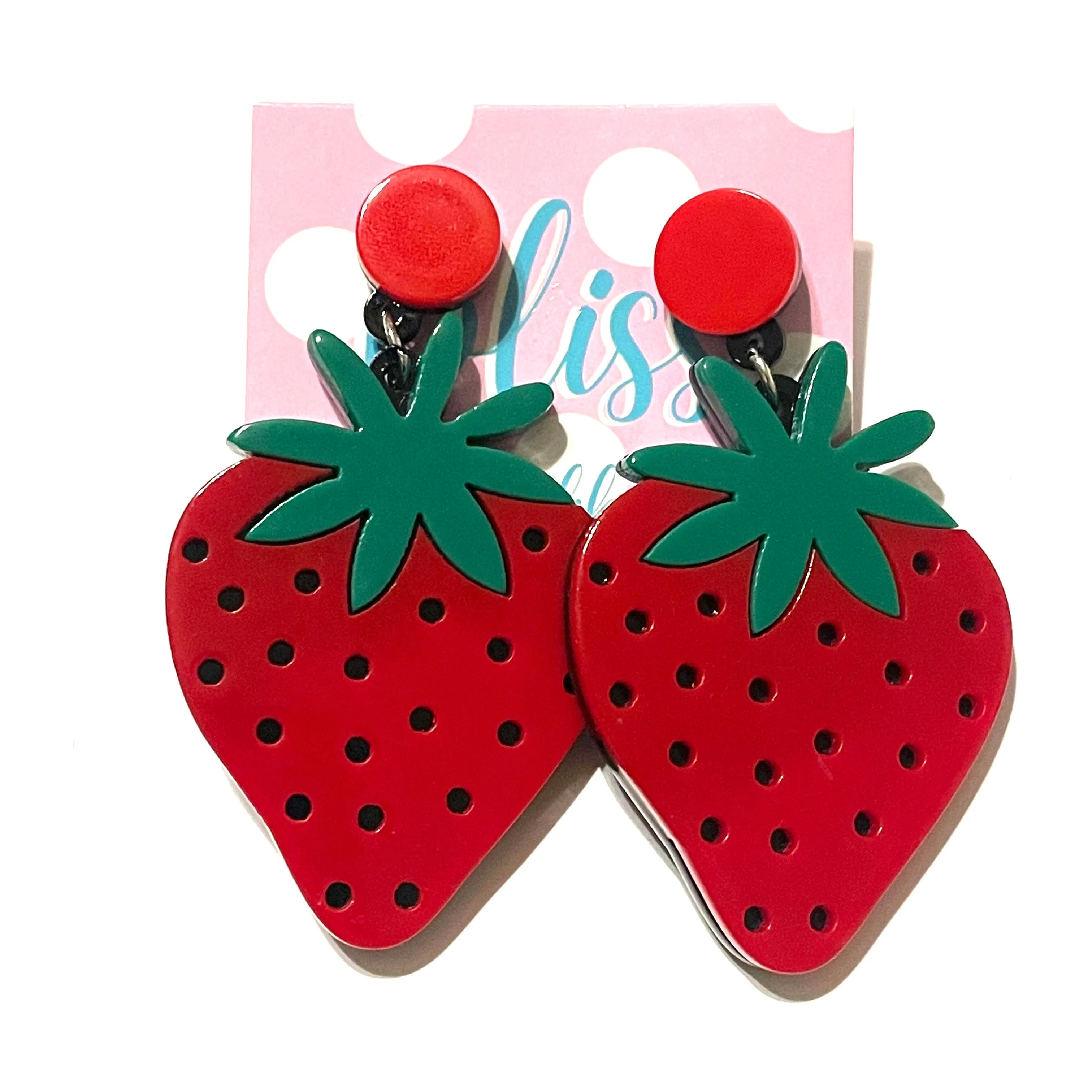 Simple Strawberry Acrylic Statement Earrings