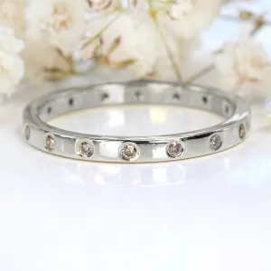 Slim Champagne Diamond Platinum Wedding Ring