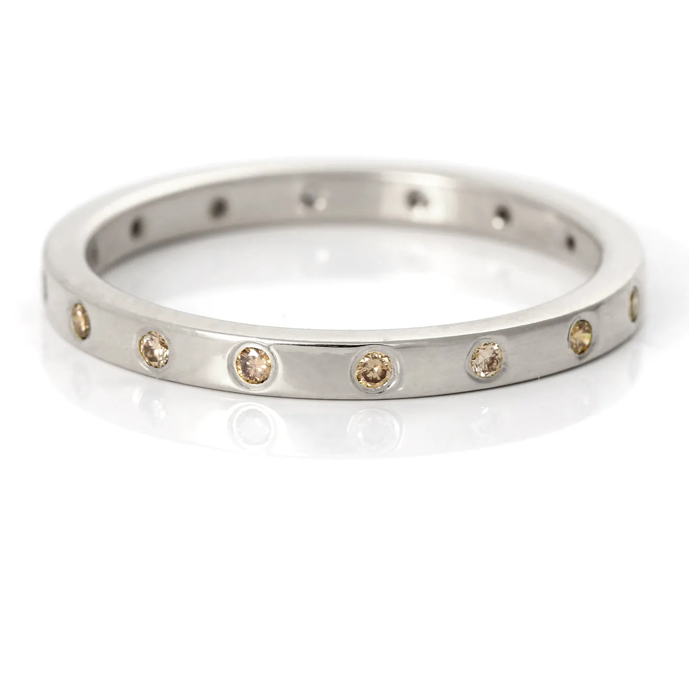 Slim Champagne Diamond Platinum Wedding Ring