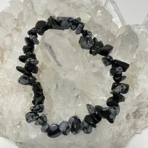 Snowflake Obsidian Chip Bracelet