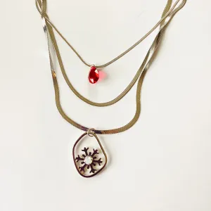 Snowflake Triple Strand Necklace