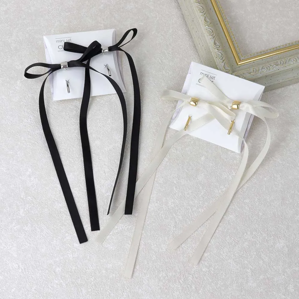 Solid Long Tail Bow Pony Hook Set