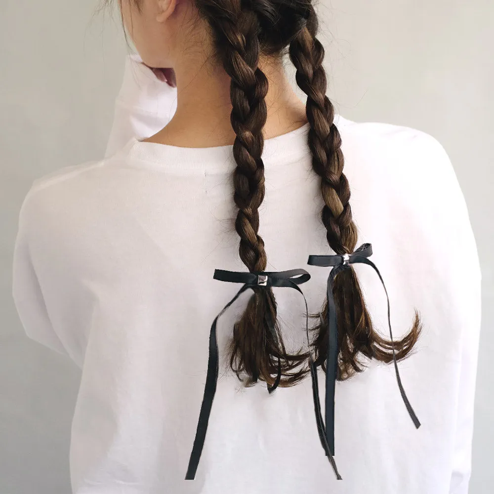 Solid Long Tail Bow Pony Hook Set