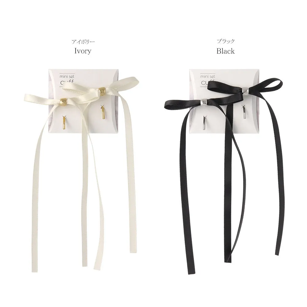 Solid Long Tail Bow Pony Hook Set