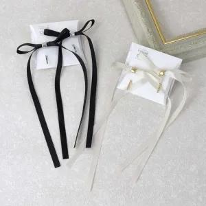 Solid Long Tail Bow Pony Hook Set