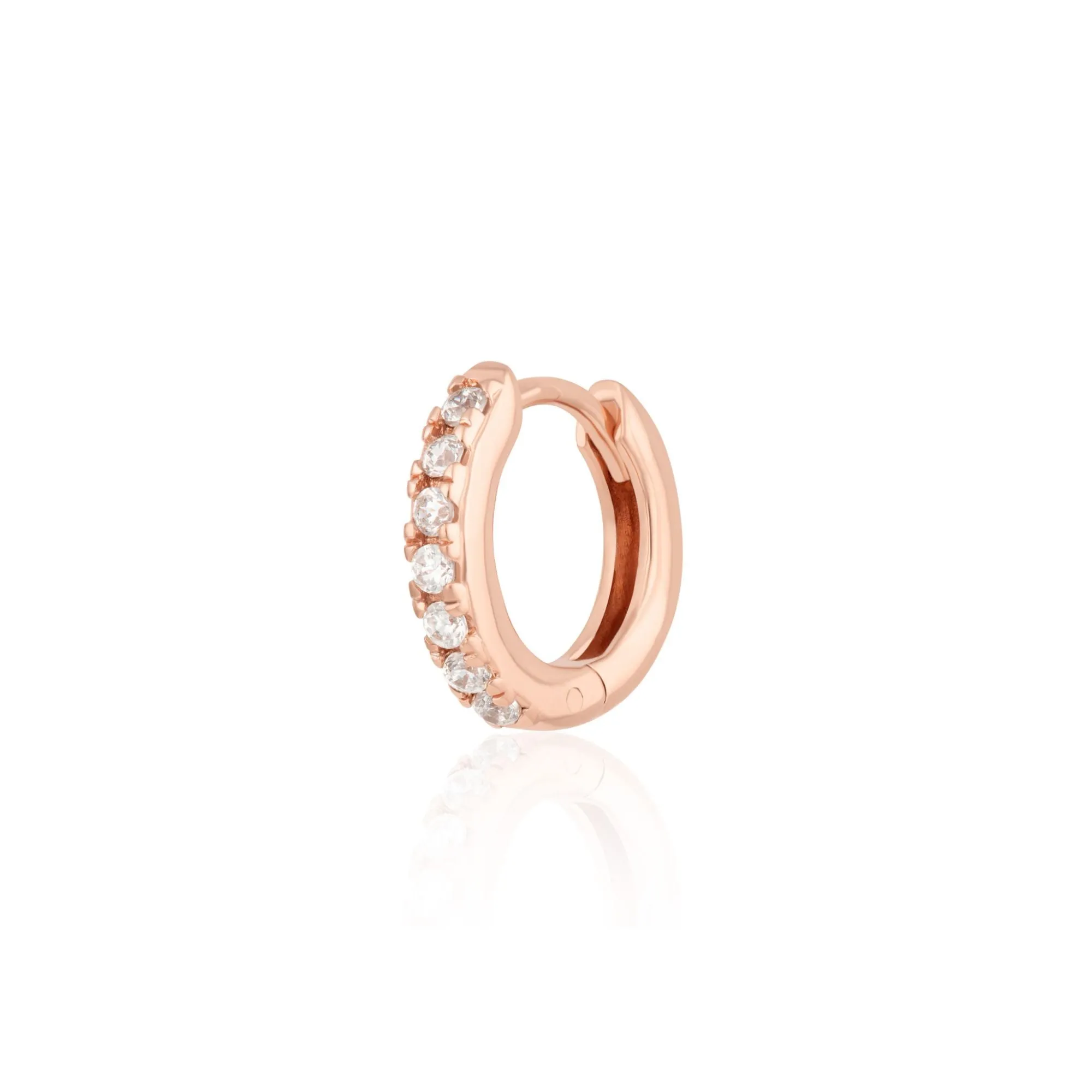 Sparkling Rose Gold 7mm Cartilage Hoop Single Earring