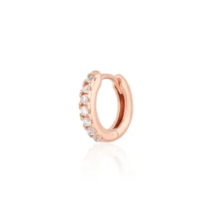 Sparkling Rose Gold 7mm Cartilage Hoop Single Earring
