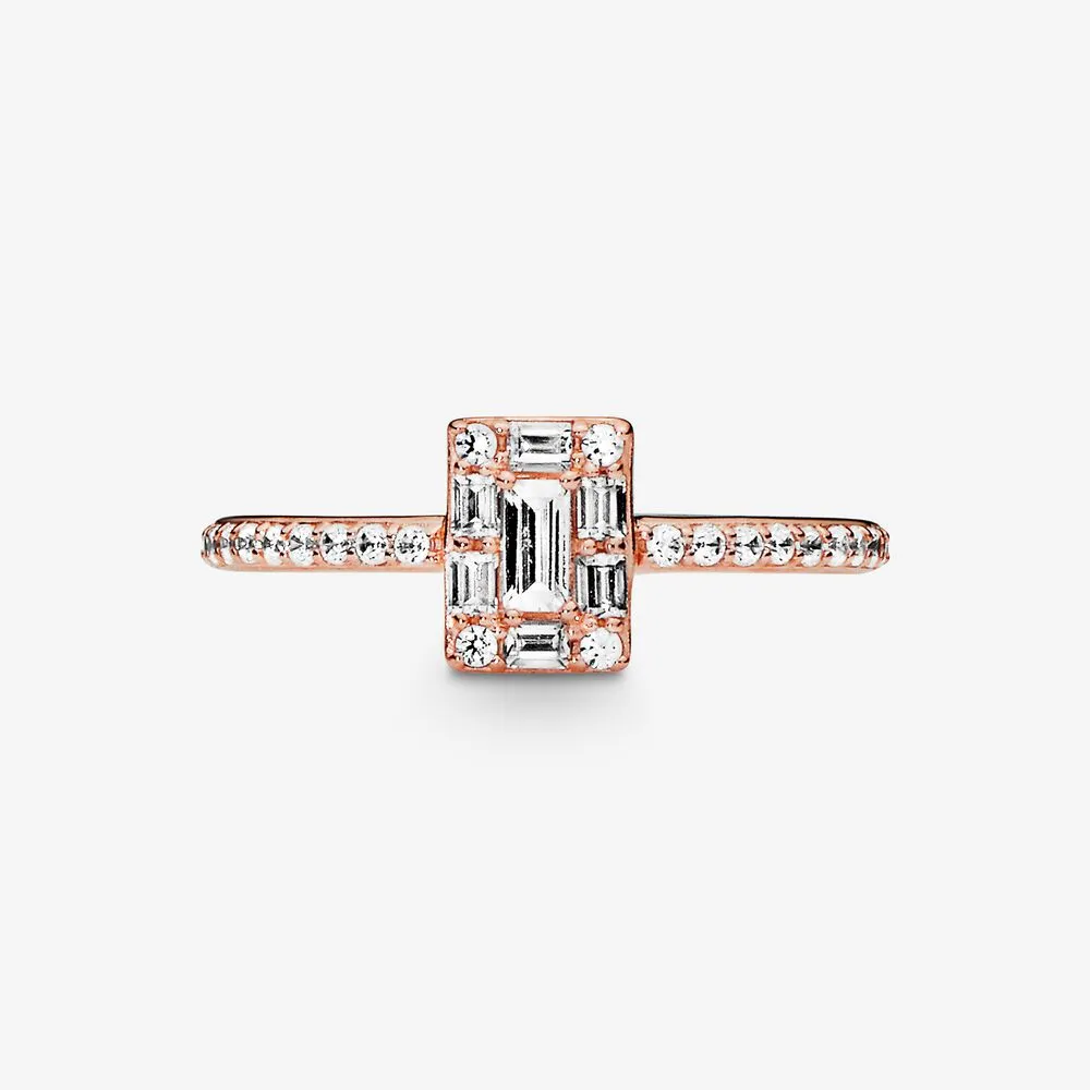 Sparkling Square Halo Ring