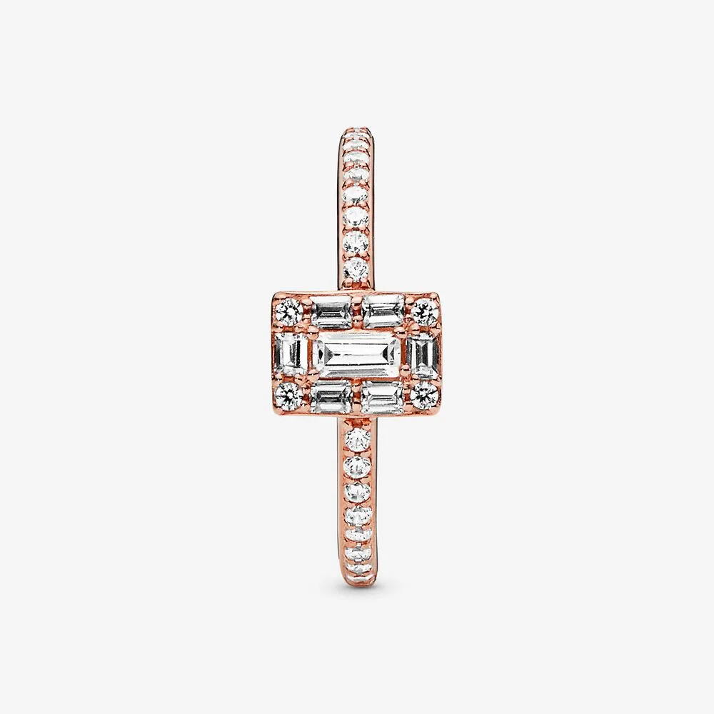 Sparkling Square Halo Ring