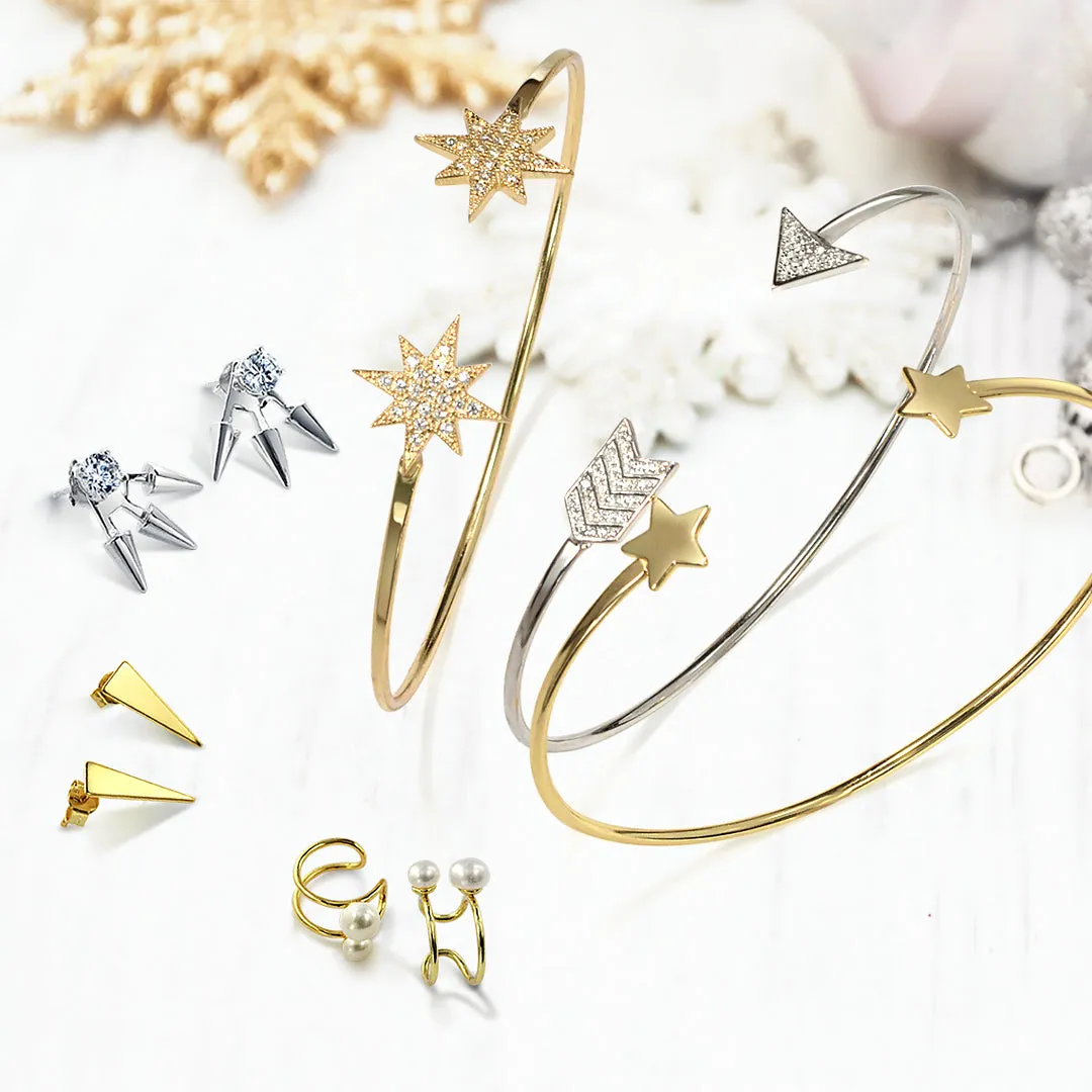 Spiral Wire Ear Cuff Cartilage with Freshwater Pearl in 14K Gold Plated Silver