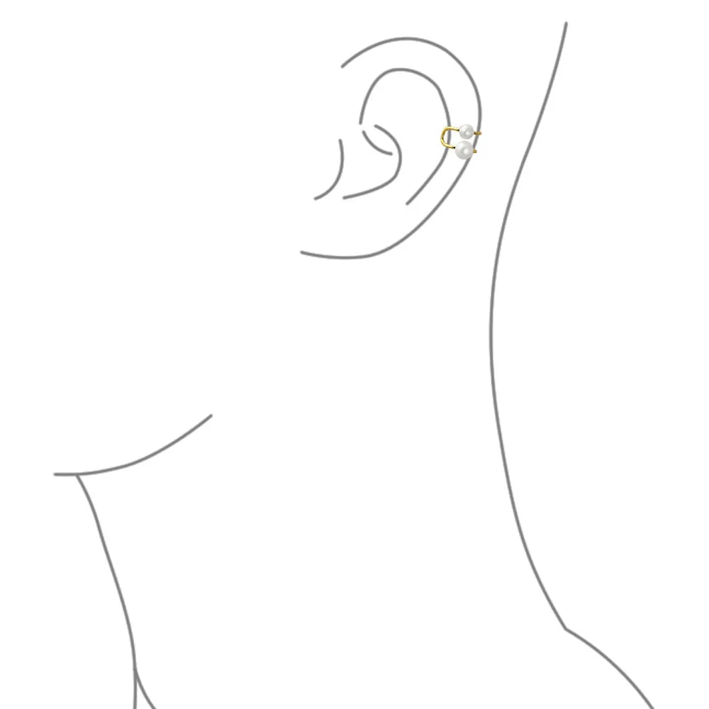 Spiral Wire Ear Cuff Cartilage with Freshwater Pearl in 14K Gold Plated Silver
