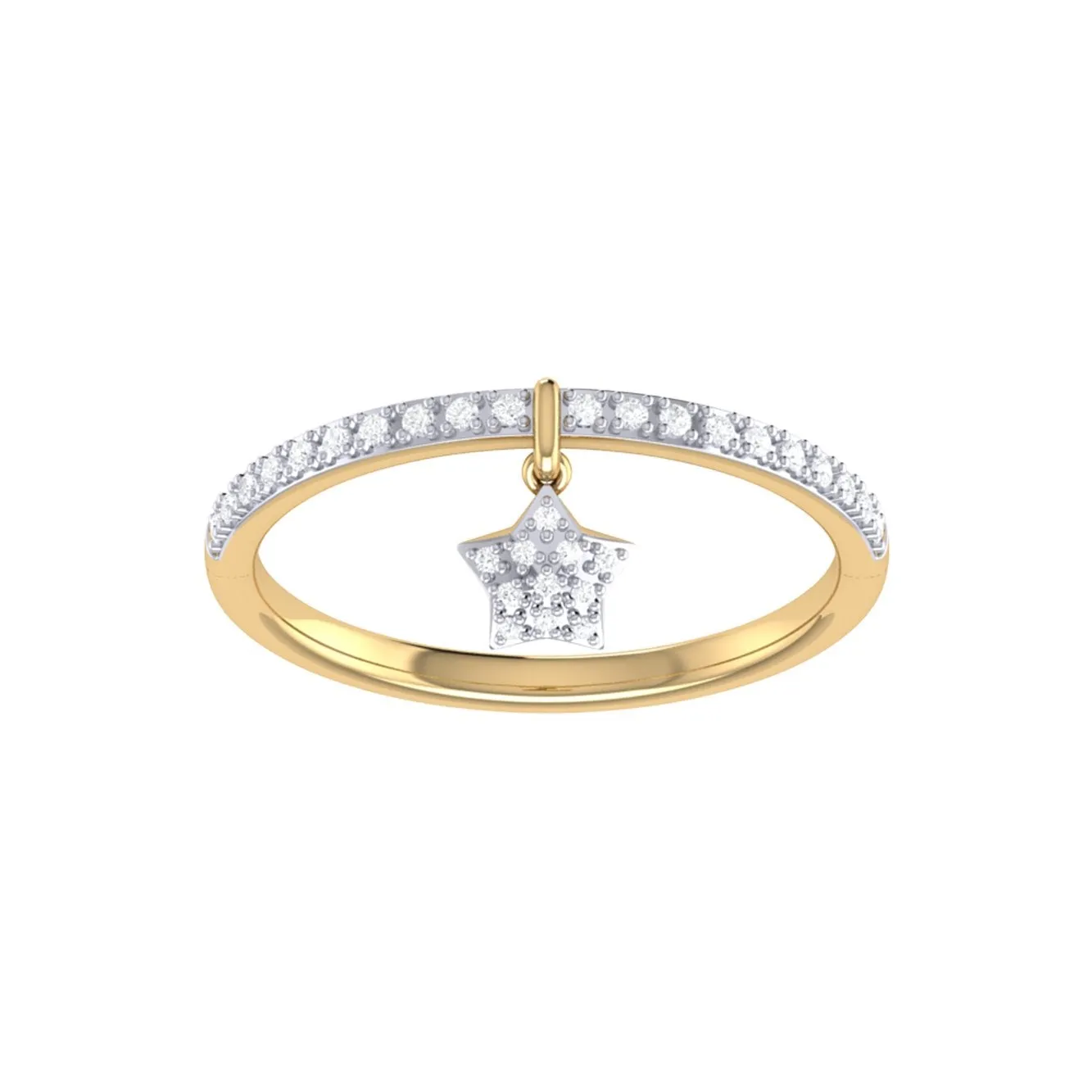 Starkissed Diamond Charm Ring in 14K Yellow Gold Vermeil on Sterling