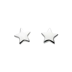 Sterling Silver Simple Plain Star Stud Earrings